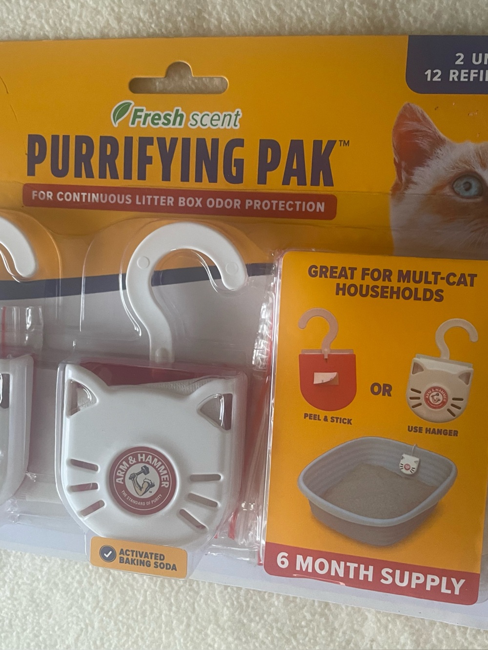 Arm & Hammer Purrifying Pak Fresh Scent Litter Box Odor Control 6 months Supply
